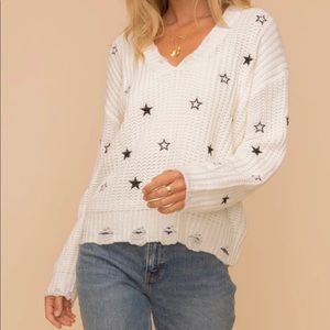 You're a Star Distressed Sweater in White